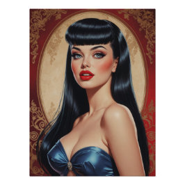 Portret Pin-up Brune, Franche Perfect Poster