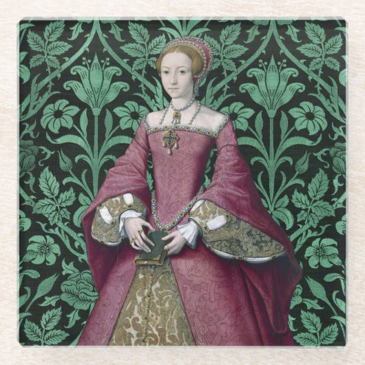 Portret Prinses Elizabeth Tudor, Queen Glazen Onderzetter (Voorkant)