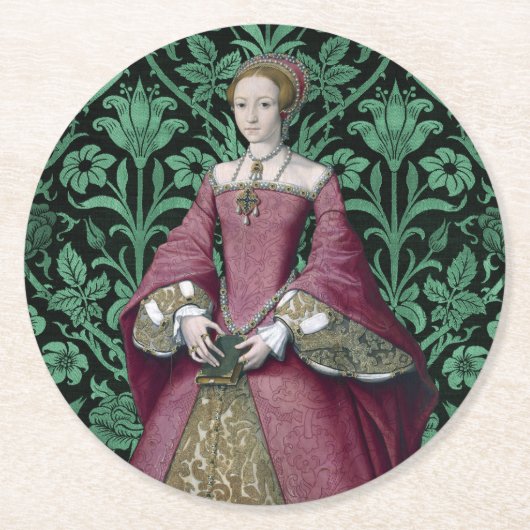 Portret Prinses Elizabeth Tudor, Queen Ronde Kartonnen Onderzetter (Voorkant)