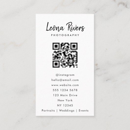Portret QR Code Fotograaf Visitekaartje (Achterkant)
