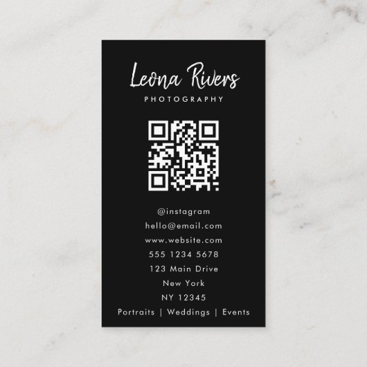 Portret QR Code Fotograaf Visitekaartje (Achterkant)