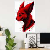 Portret rood kattenhoofd | AI Art Poster (Thuiskantoor)