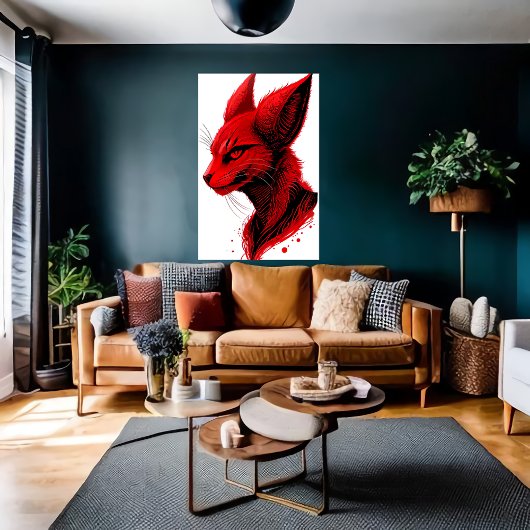 Portret rood kattenhoofd | AI Art Poster