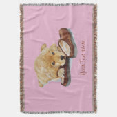 portret schilderij van gouden hondenpuppy dog deken (Voorkant Verticaal)