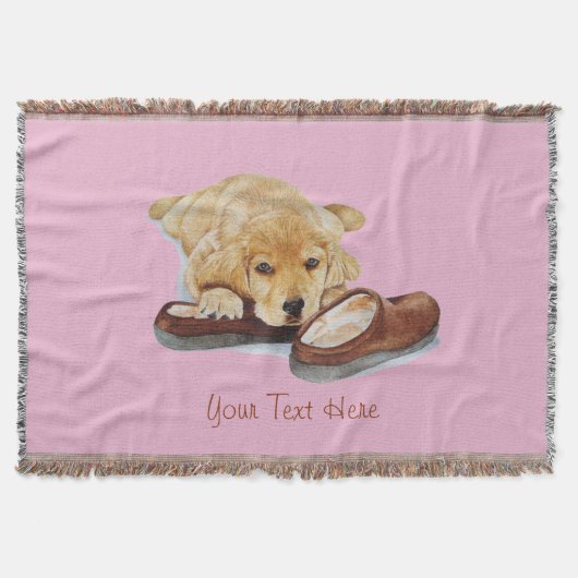 portret schilderij van gouden hondenpuppy dog deken (Voorkant)