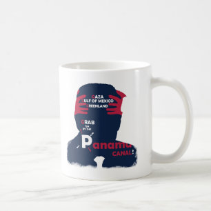 Portret silhouet van President Trump met beleid Koffiemok