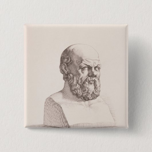Portret SOCRATES Vierkante Button 5,1 Cm (Voorkant)