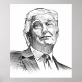 Portret Style Sketch Donald Trump Poster (Voorkant)