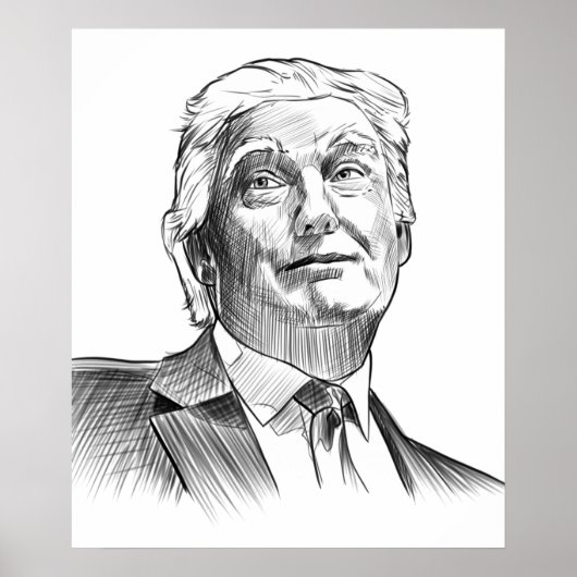 Portret Style Sketch Donald Trump Poster (Voorkant)