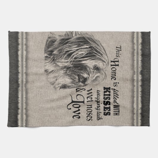  portret Tibetan Terrier Theedoek (Horizontaal)