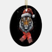 Portret Tijger Santa Merry Christmas Wildlife Anim Keramisch Ornament (Rechts)