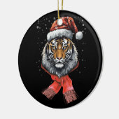 Portret Tijger Santa Merry Christmas Wildlife Anim Keramisch Ornament (Links)
