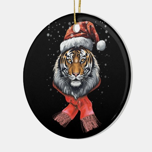 Portret Tijger Santa Merry Christmas Wildlife Anim Keramisch Ornament (Links)