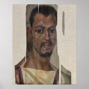 Portret uit Fayum (bijtende was op hout) Poster