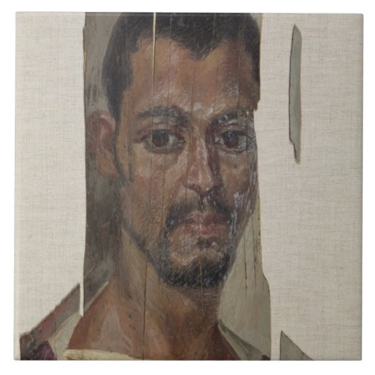 Portret uit Fayum (bijtende was op hout) Tegeltje (Voorkant)