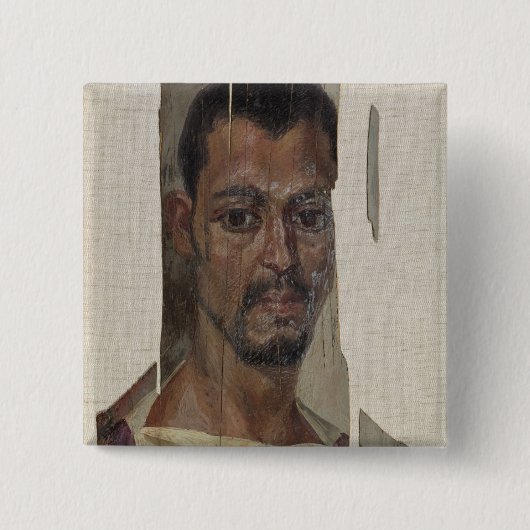 Portret uit Fayum (bijtende was op hout) Vierkante Button 5,1 Cm (Voorkant)