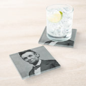 Portret van Abe Lincoln 1 Glazen Onderzetter (Schuin)