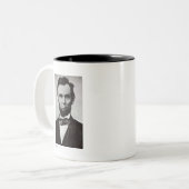Portret van Abe Lincoln 2 Tweekleurige Koffiemok (Voorkant links)