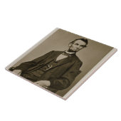 Portret van Abraham Lincoln (1809-65) (foto) Tegeltje (Zijkant)