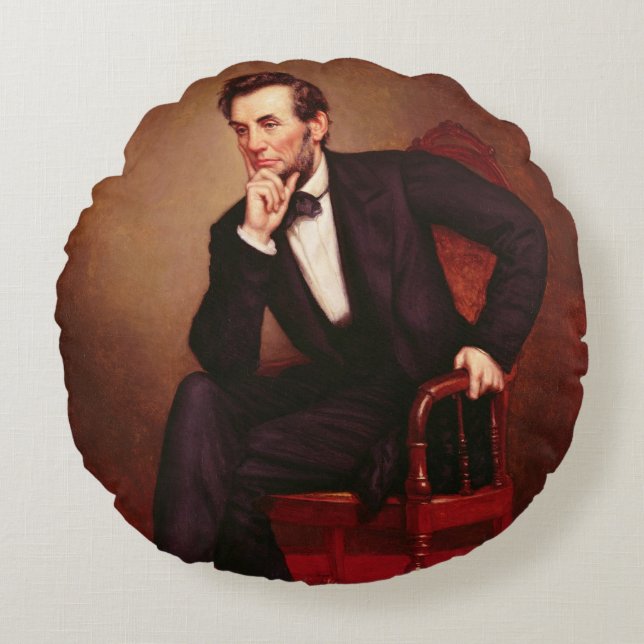Portret van Abraham Lincoln Rond Kussen (Voorkant)