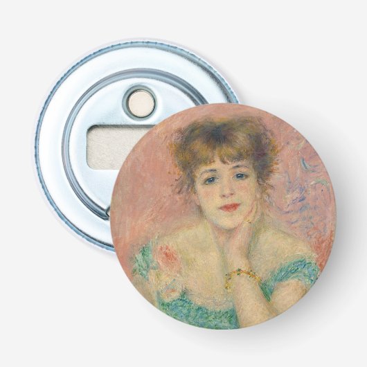 Portret van actrice Jeanne Samary, Auguste Renoir Button Flesopener (Voorkant)