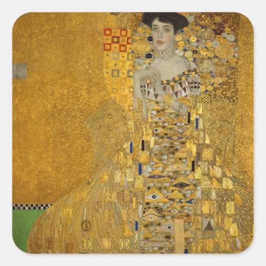 Portret van Adele Bloch-Bauer I door Gustav Klimt Vierkante Sticker (Voorkant)