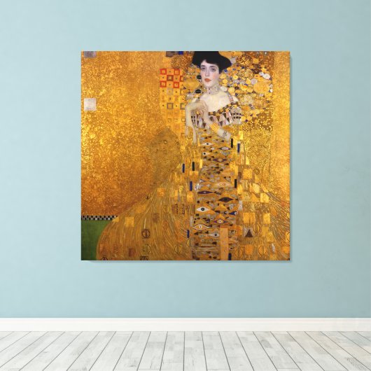 Portret van Adele Bloch-Bauer van Gustav Klimt 190 Canvas Afdruk (Insitu (Houten vloer))