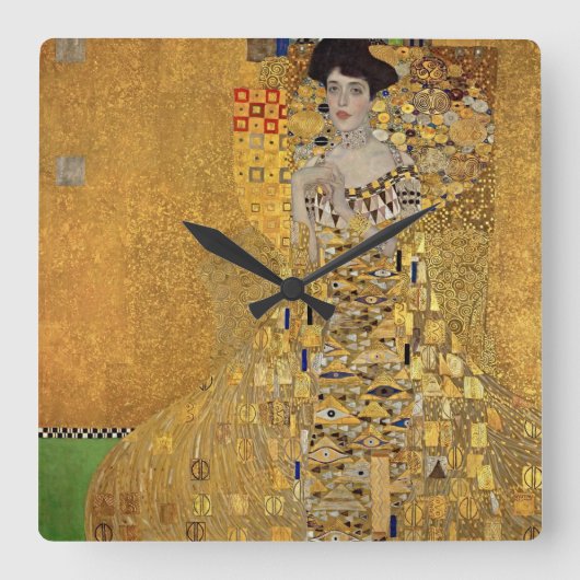 Portret van Adele Bloch-Bauer van Gustav Klimt Vierkante Klok (Voorkant)