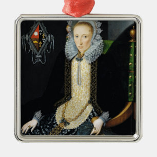 Portret van Adriana van Nesse, 1611 Metalen Ornament