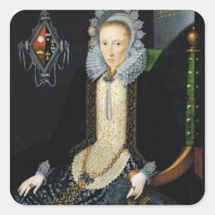 Portret van Adriana van Nesse, 1611 Vierkante Sticker