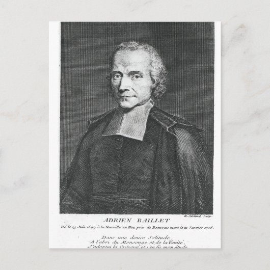 Portret van Adrien Baillet Briefkaart (Voorkant)