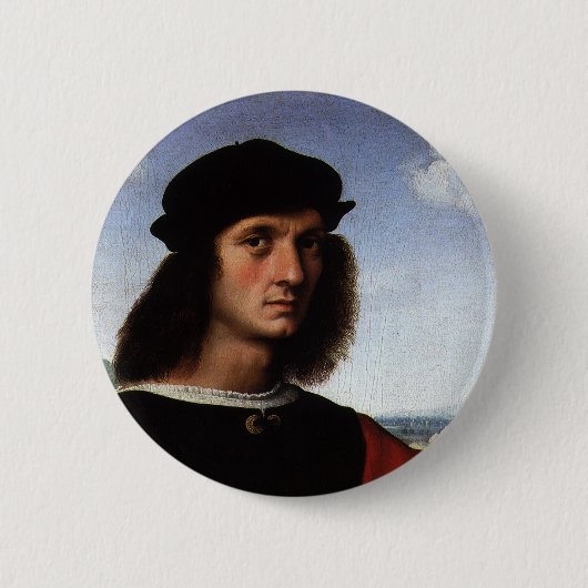 Portret van Agnolo Doni door Raphael Sanzio Ronde Button 5,7 Cm (Voorkant)