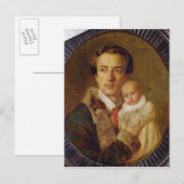 Portret van Alexander Herzen met zijn zoon, 1840 Briefkaart (Voorkant / Achterkant)