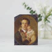 Portret van Alexander Herzen met zijn zoon, 1840 Briefkaart (Staand voorkant)