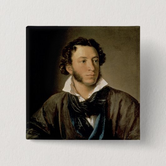 Portret van Alexander Pushkin Vierkante Button 5,1 Cm (Voorkant)