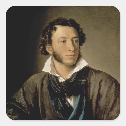 Portret van Alexander Pushkin Vierkante Sticker (Voorkant)