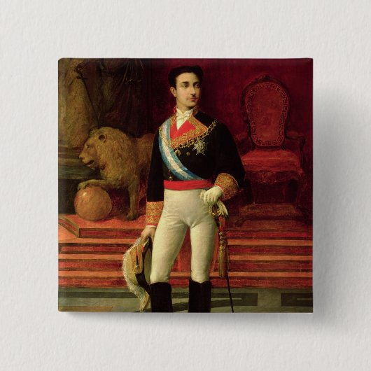 Portret van Alfonso XII 1876 Vierkante Button 5,1 Cm (Voorkant)