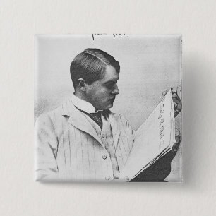 Portret van Alfred Harmsworth, 1897 Vierkante Button 5,1 Cm