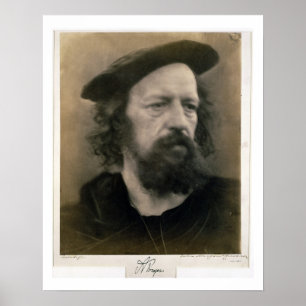 Portret van Alfred, Lord Tennyson (1809-92) (b/w p Poster