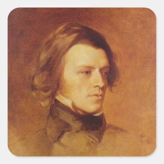 Portret van Alfred Lord Tennyson Vierkante Sticker (Voorkant)