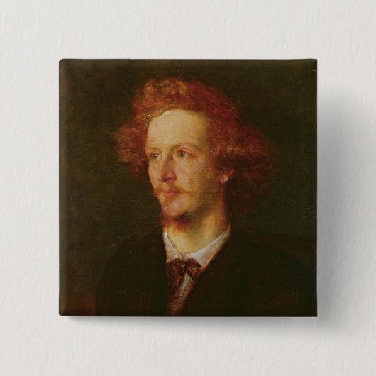 Portret van Algernon Charles Swinburne 1867 Vierkante Button 5,1 Cm (Voorkant)