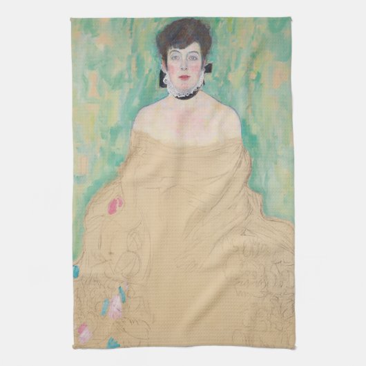 Portret van Amalie Zuckerkandl door Gustav Klimt Theedoek (Verticaal)