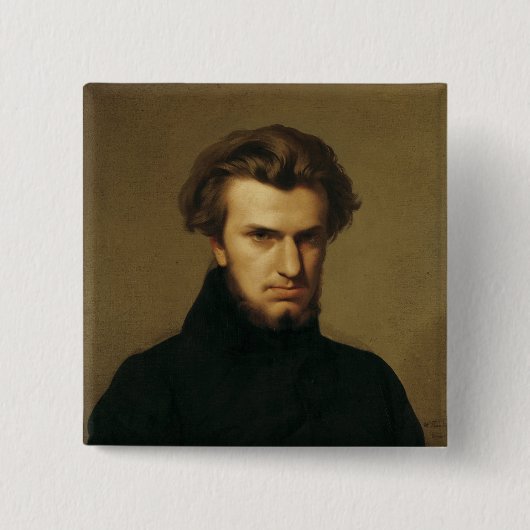 Portret van Ambroise Thomas 1834 Vierkante Button 5,1 Cm (Voorkant)
