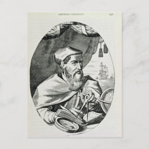 Portret van Amerigo Vespucci Briefkaart