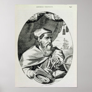 Portret van Amerigo Vespucci Poster