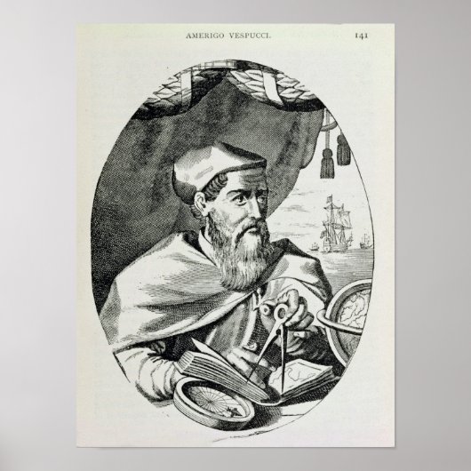 Portret van Amerigo Vespucci Poster (Voorkant)