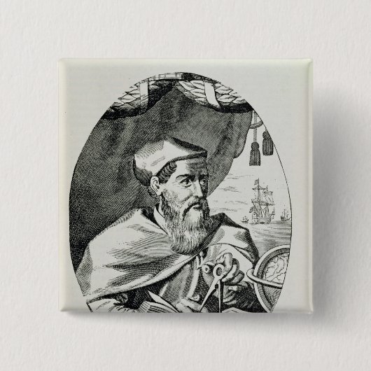 Portret van Amerigo Vespucci Vierkante Button 5,1 Cm (Voorkant)