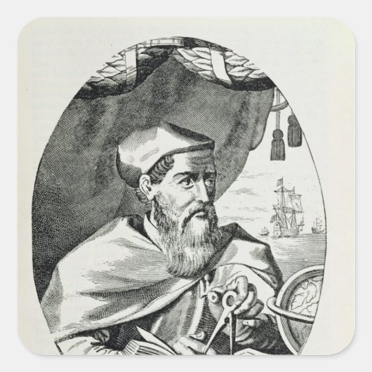 Portret van Amerigo Vespucci Vierkante Sticker (Voorkant)