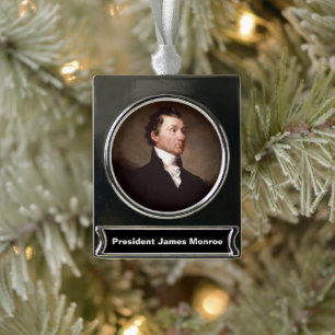 Portret van Amerikaanse president James Monroe Verzilverd Banner Ornament