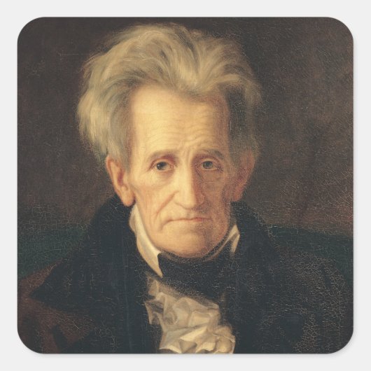 Portret van Andrew Jackson Vierkante Sticker (Voorkant)